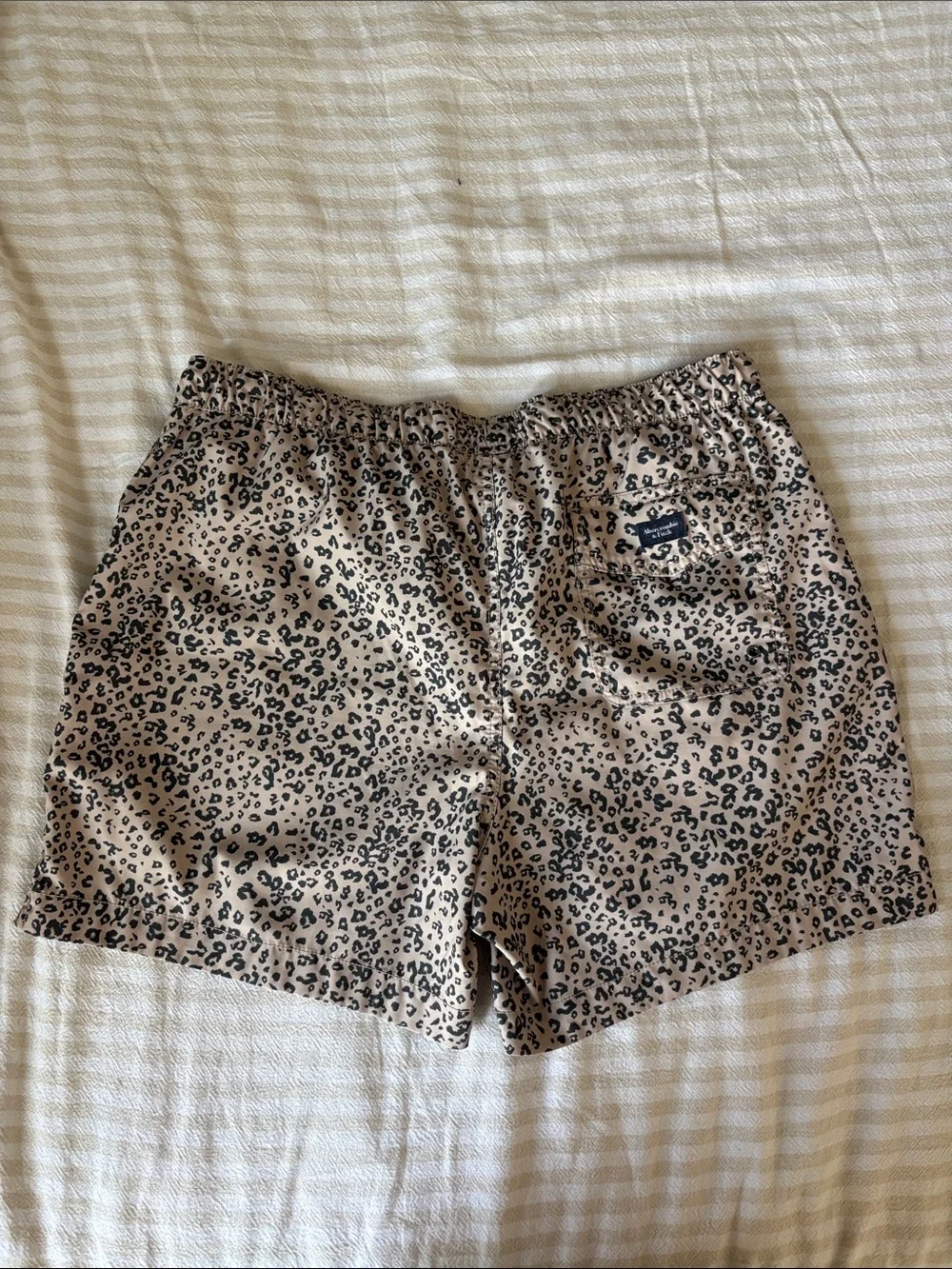 Abercrombie & Fitch Men's Tan Leopard Print Swim Trunks